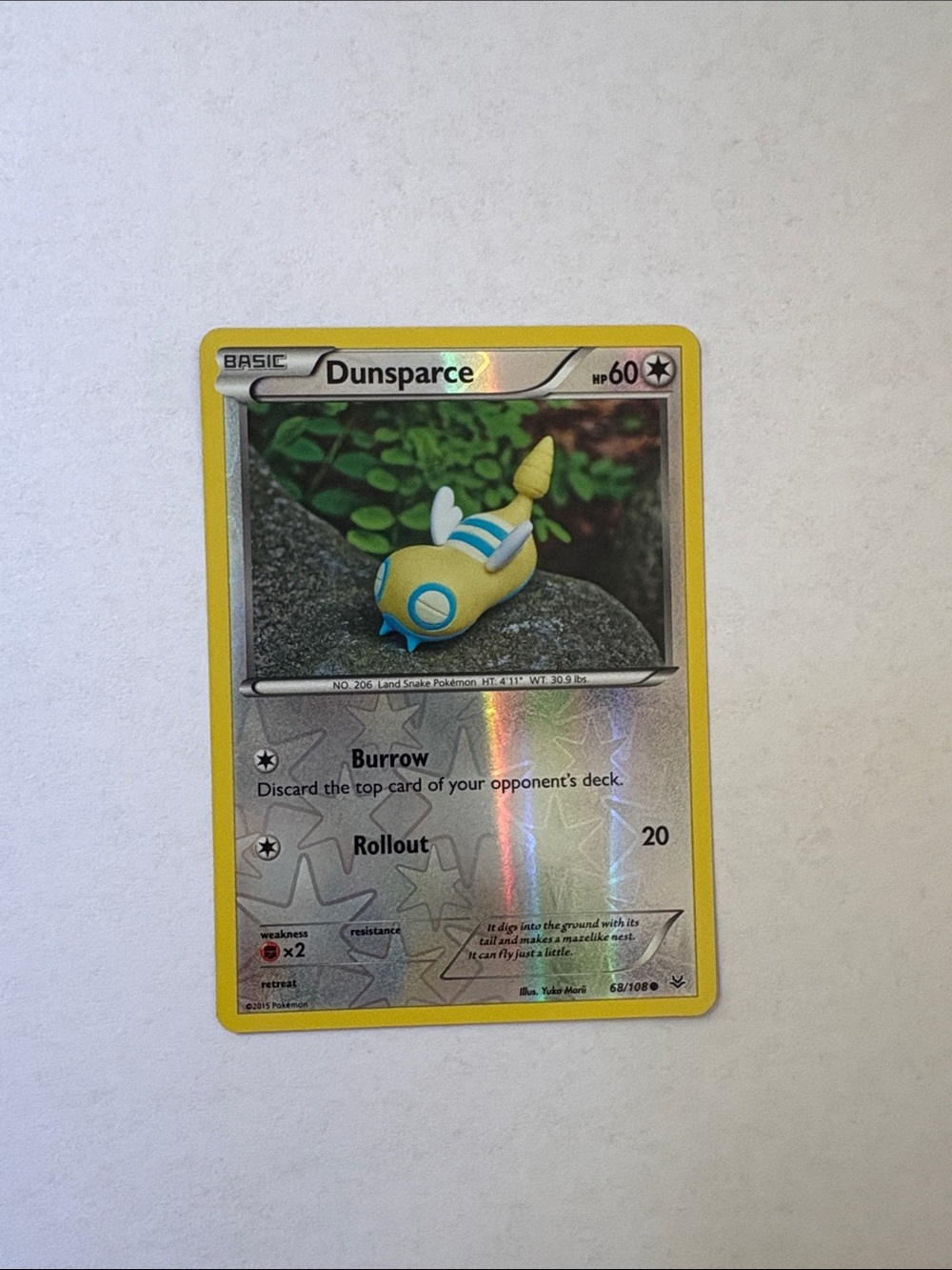 Pokemon Yellow Dunsparce Holo Trading Card